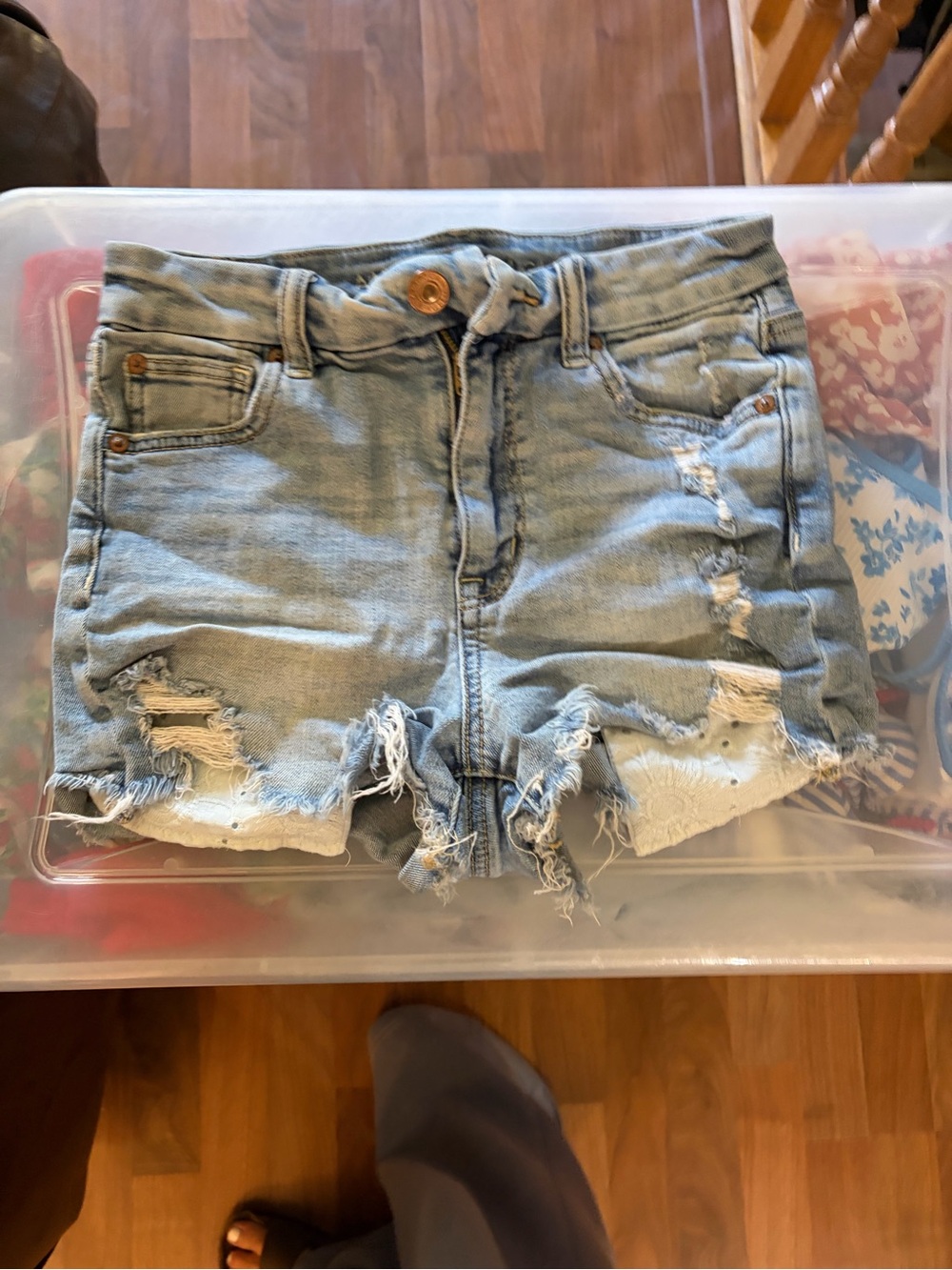 American Eagle Outfitters Light Blue Distressed Denim Cutoff Shorts